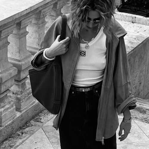 Suede jacket with hood and slit sleeves